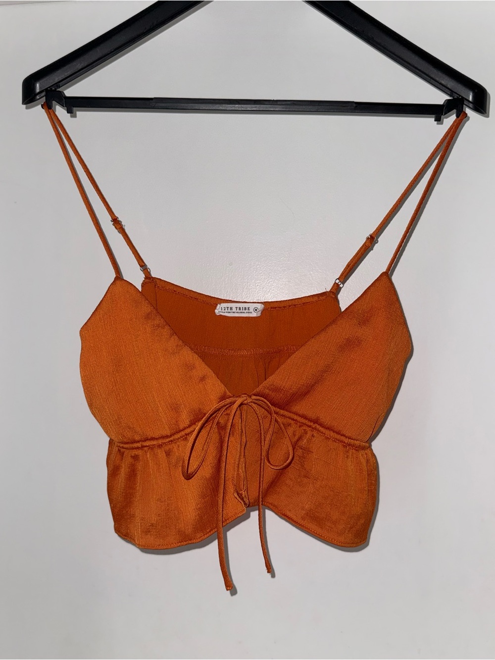 12th Tribe Orange Tie-Front Crop